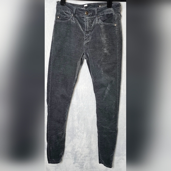 Ag Adriano Goldschmied Farrah High Rise Skinny Gray Velvet Jeans Sz 24 EUC - Picture 9 of 13